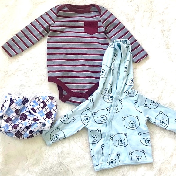 Carter's Other - 🌻3/$15 3  Piece Baby Boy Bundle 3-6 M Diaper Cover Hoodie Long Sleeve